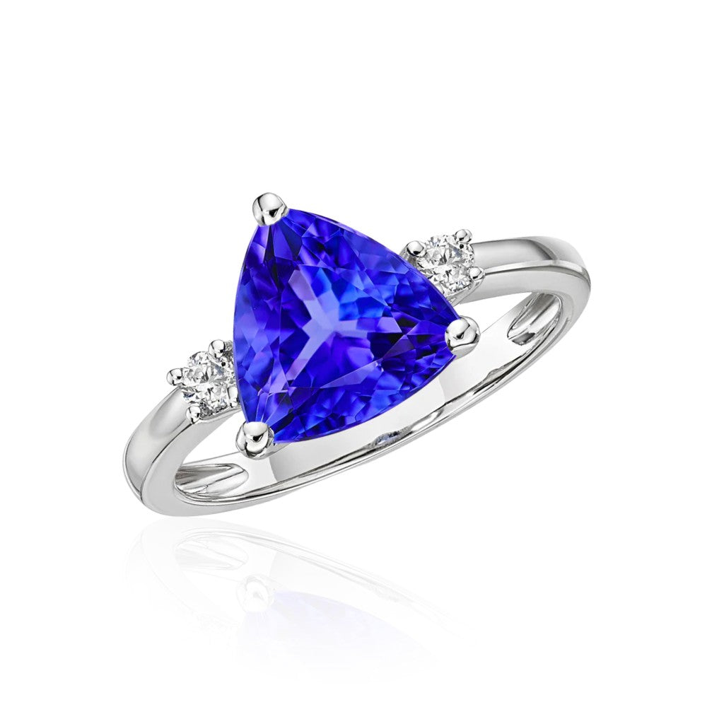 2.36 Ct Trillion Cut Tanzanite Ring With Diamonds
