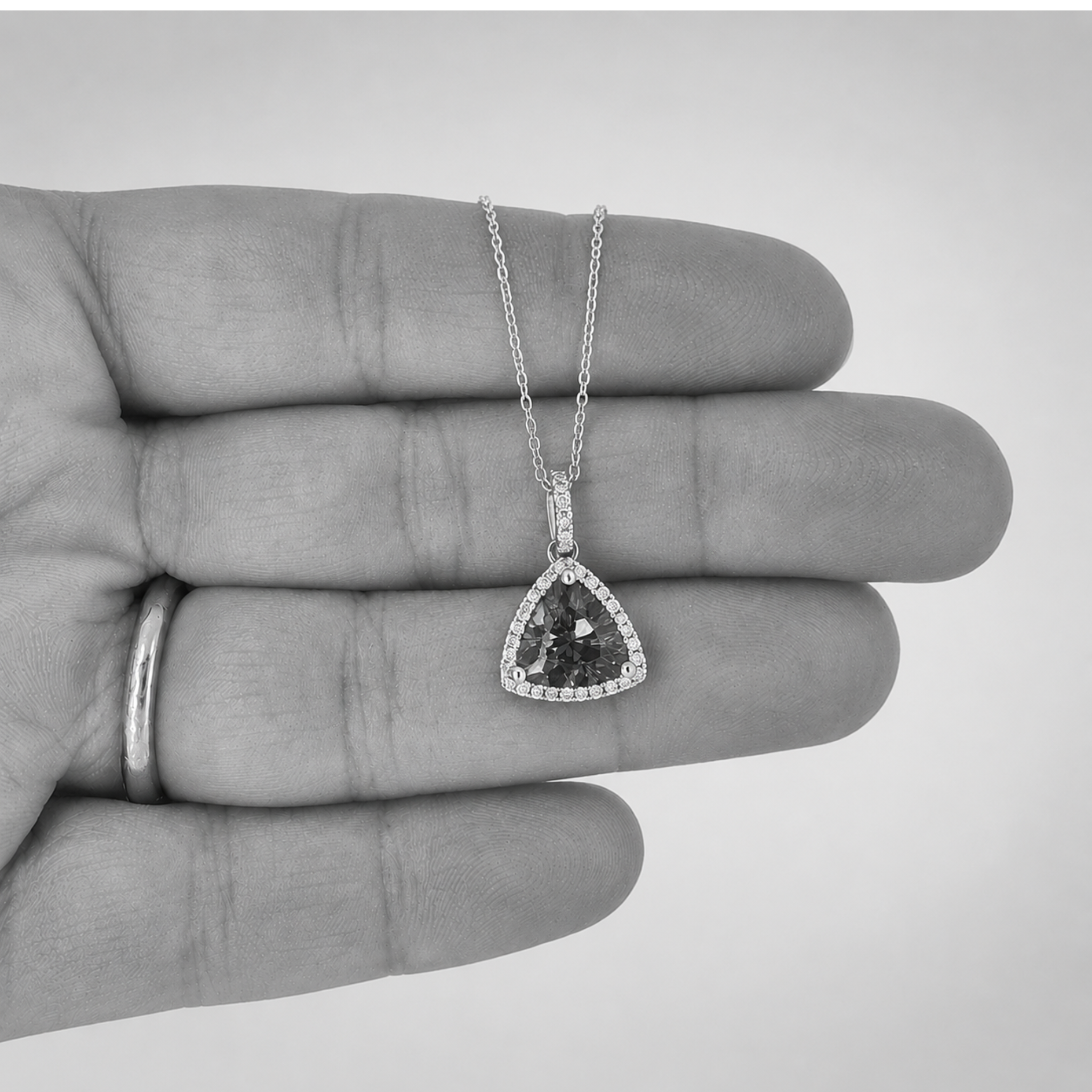1.50 Ct Trillion Cut Tanzanite Pendant With Diamond Halo - Made to Order