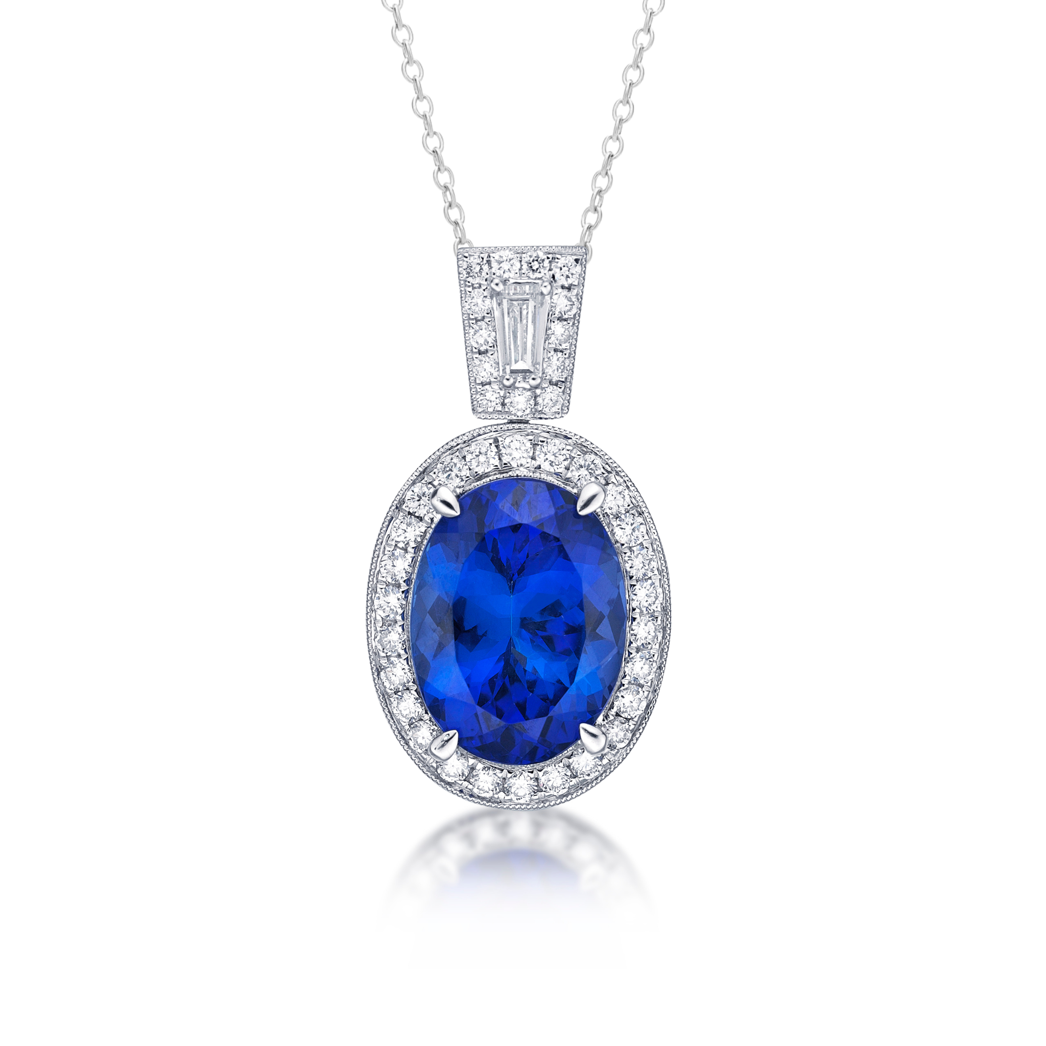Made to Order  : Exceptional 5.00 Ct Tanzanite & Baguette Diamond Pendant