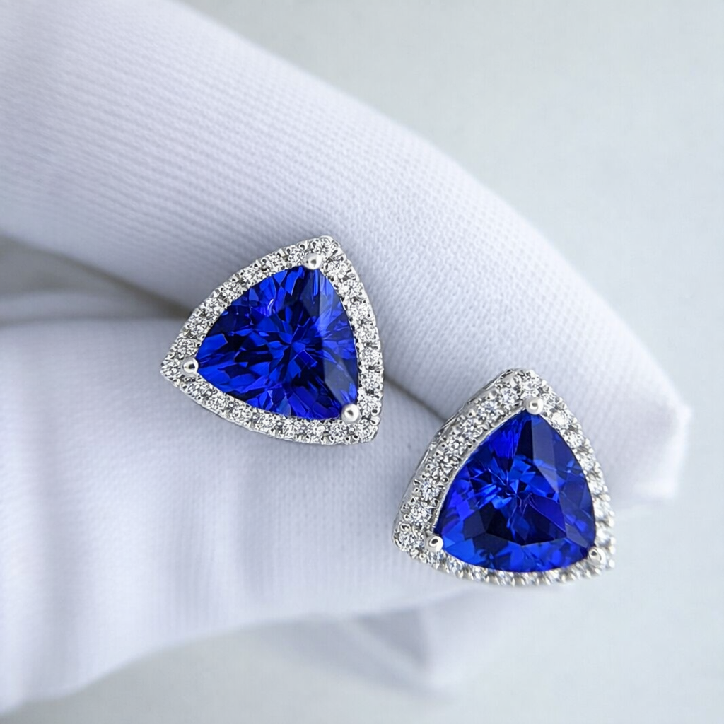 Premium Trillion Tanzanite Stud Earrings