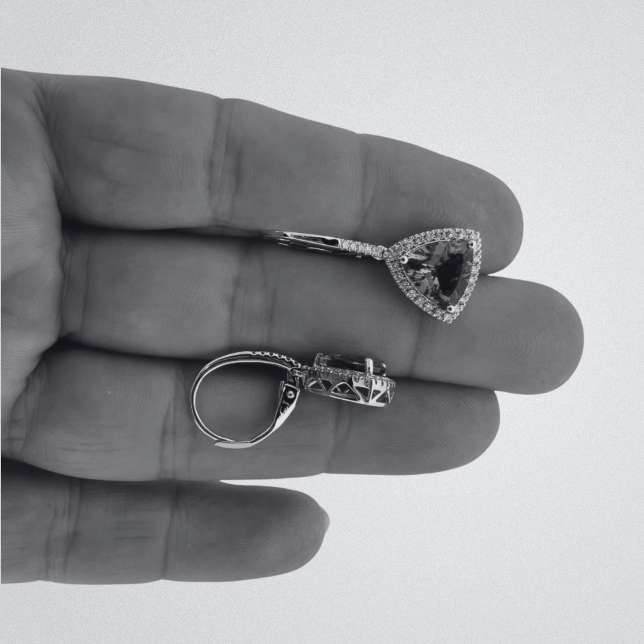 3.97 Ct Tanzanite Trillion Cut & Diamond Drop Earrings