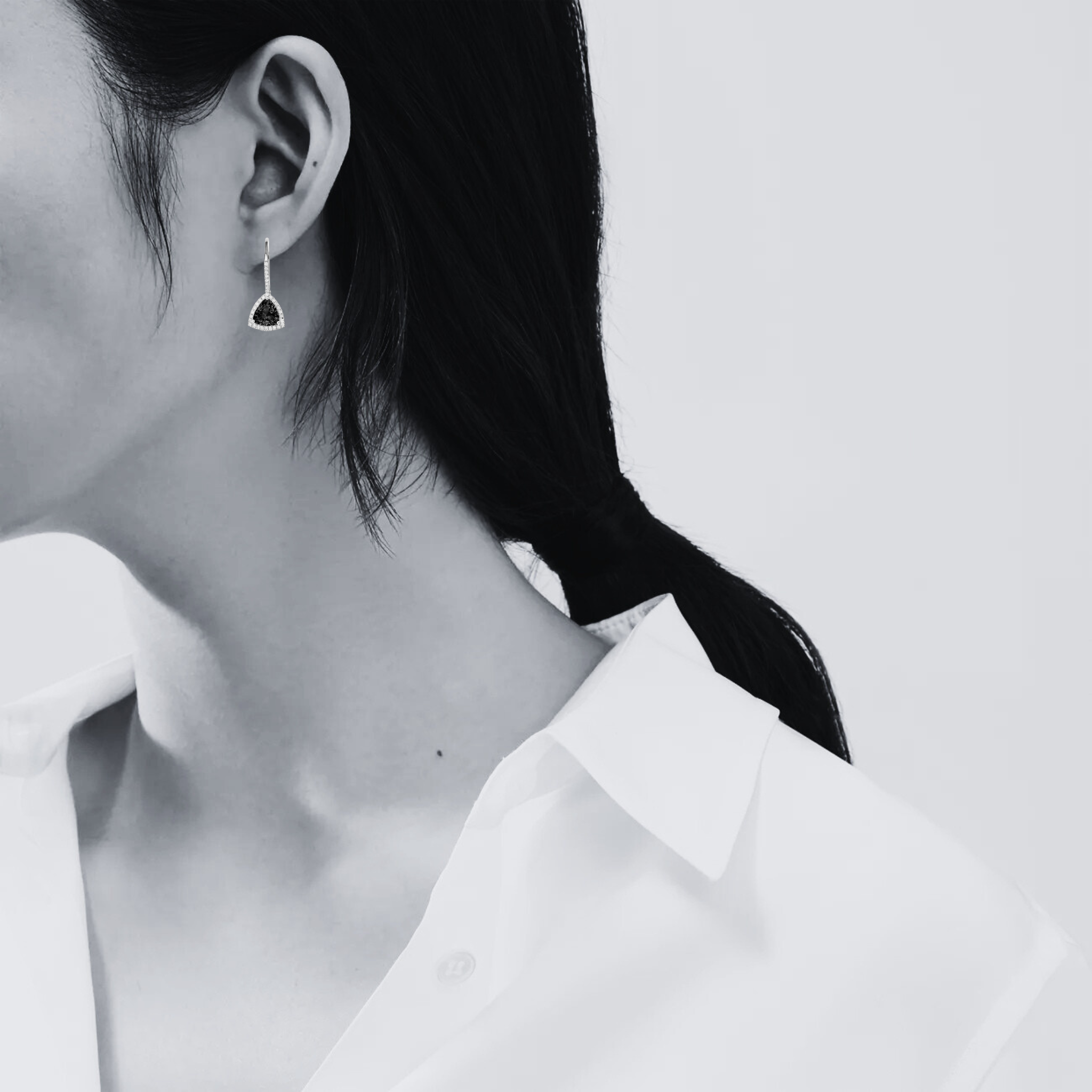 3.97 Ct Tanzanite Trillion Cut & Diamond Drop Earrings