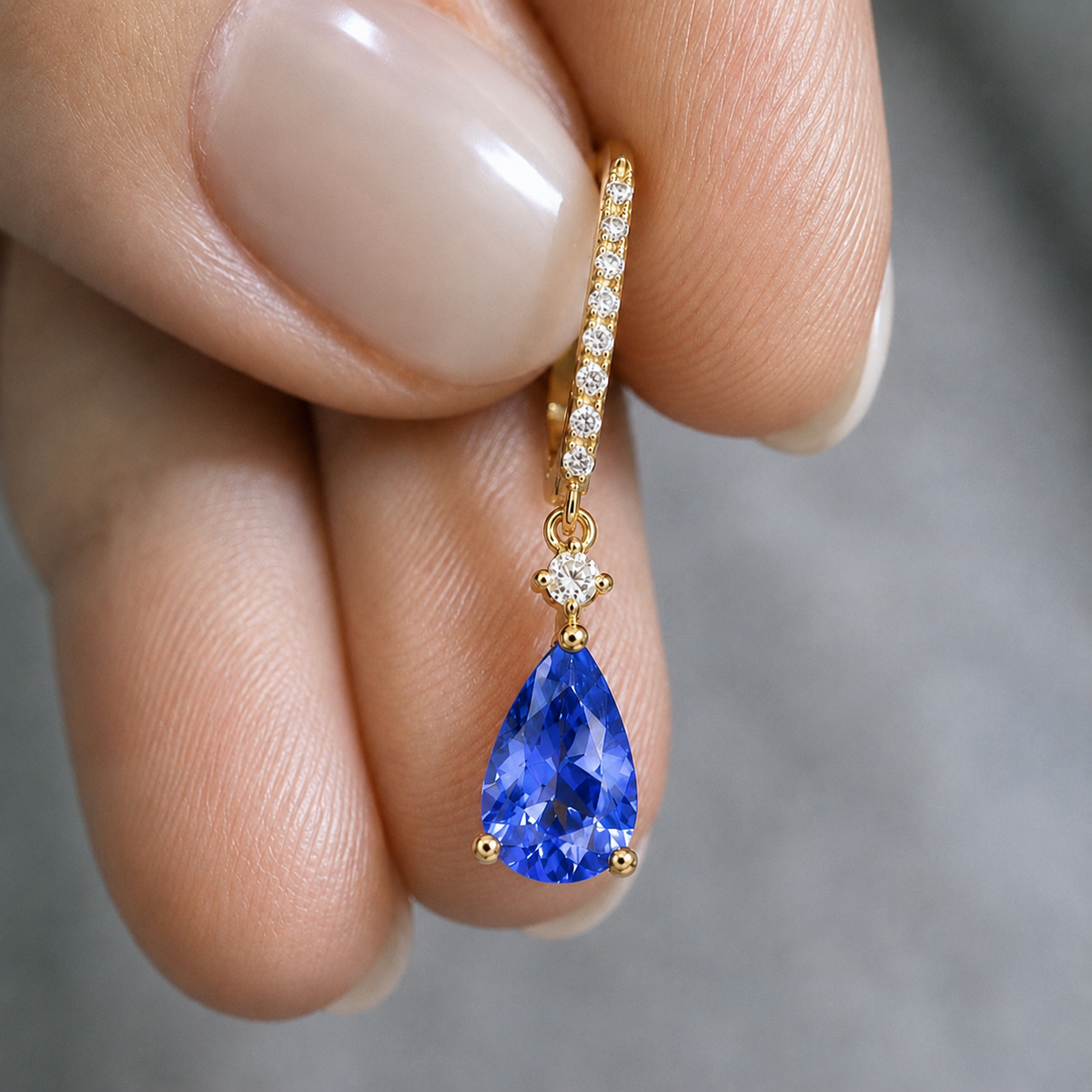 Pear-Shaped Tanzanite Drop Earrings in Yellow,White or Rose Gold - Made To Order