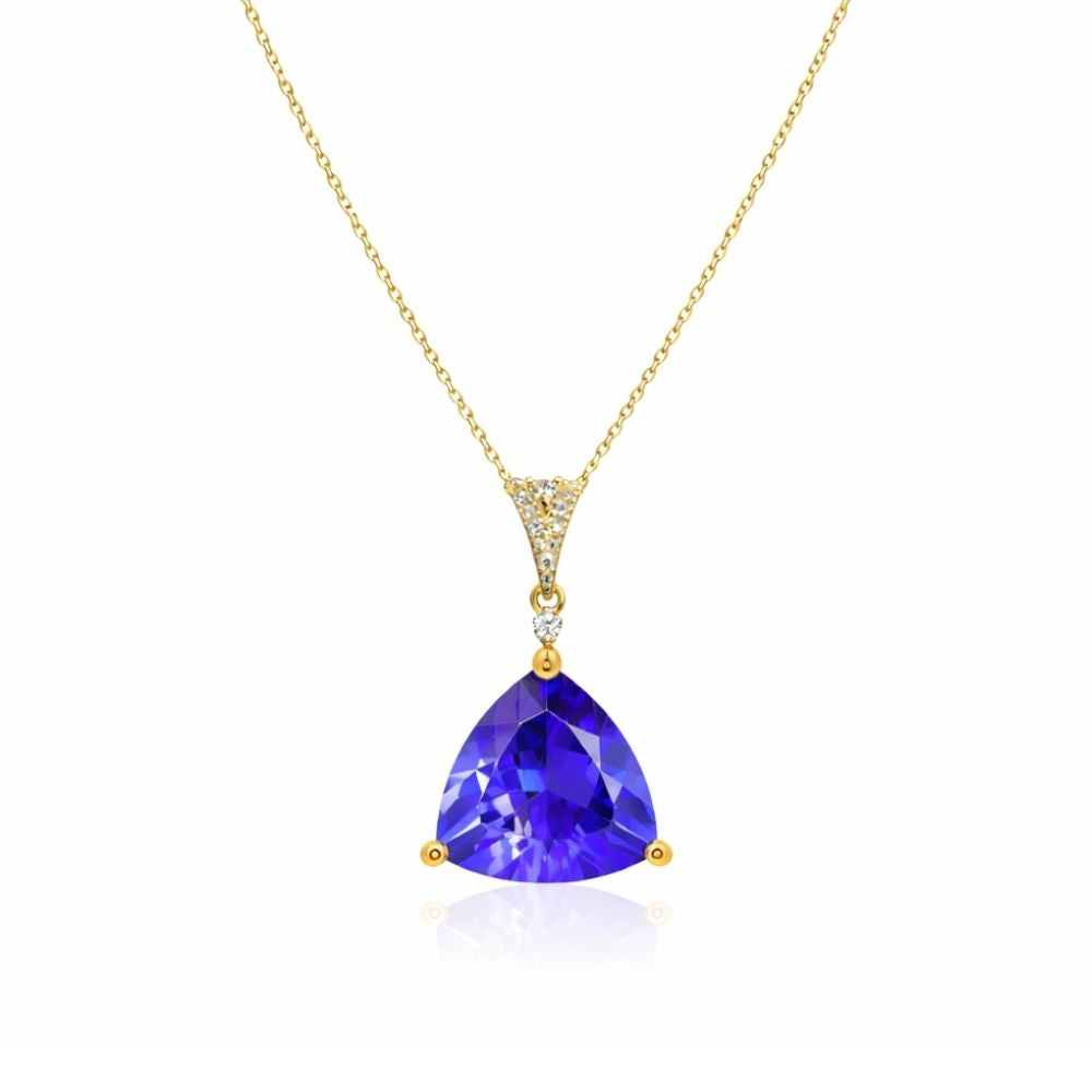 TrillionTanzanite & Diamond Pendant | Bluish-Violet Brilliance