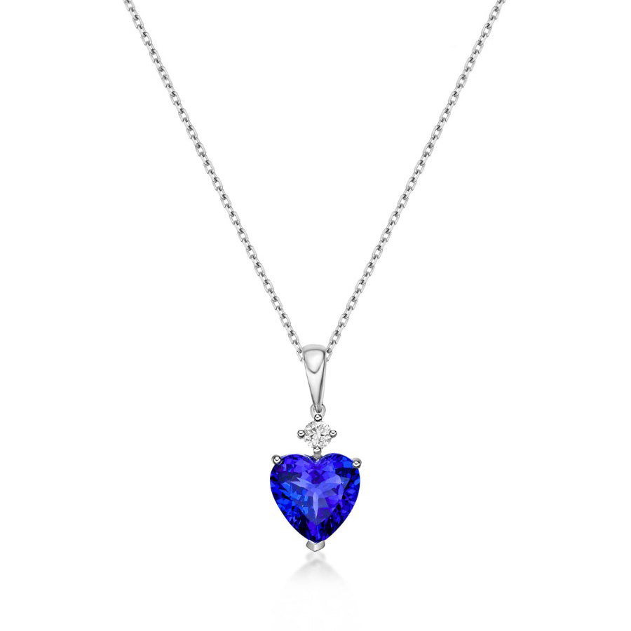Exceptional Deep Blue Heart-Shaped Tanzanite Pendant