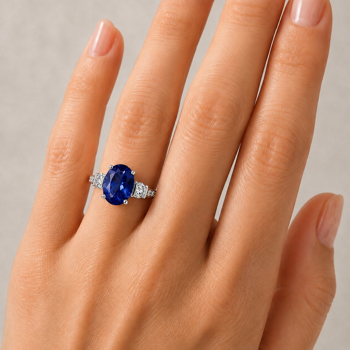 "Evening Sky" Oval Tanzanite & Diamond Ring - Made to Order