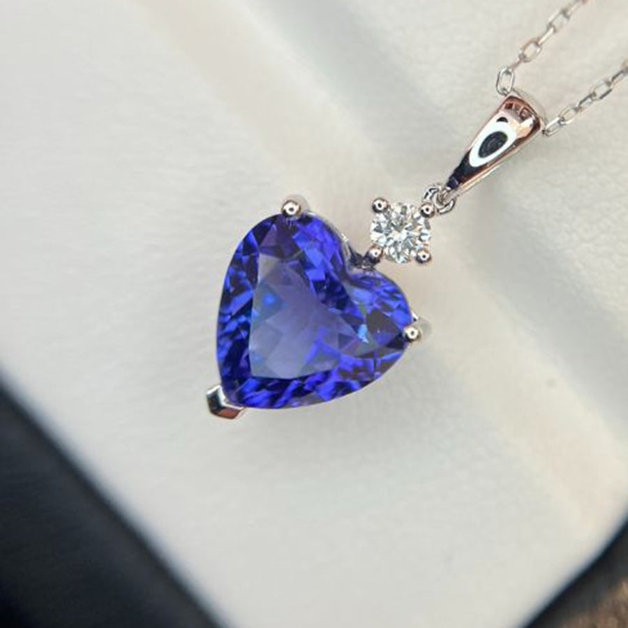 Exceptional Deep Blue Heart-Shaped Tanzanite Pendant