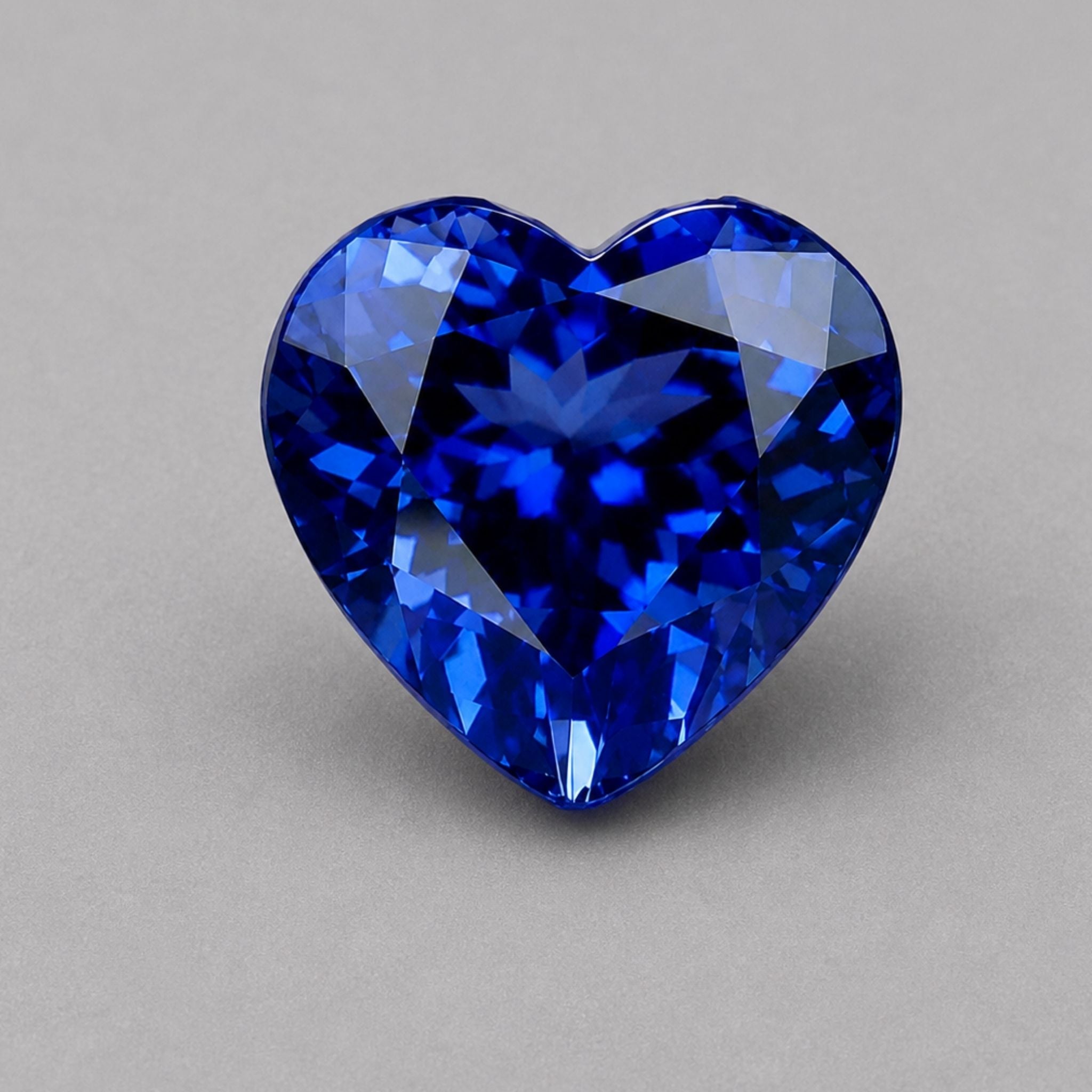 Emerald-cut tanzanite gemstone with vivid royal blue colour