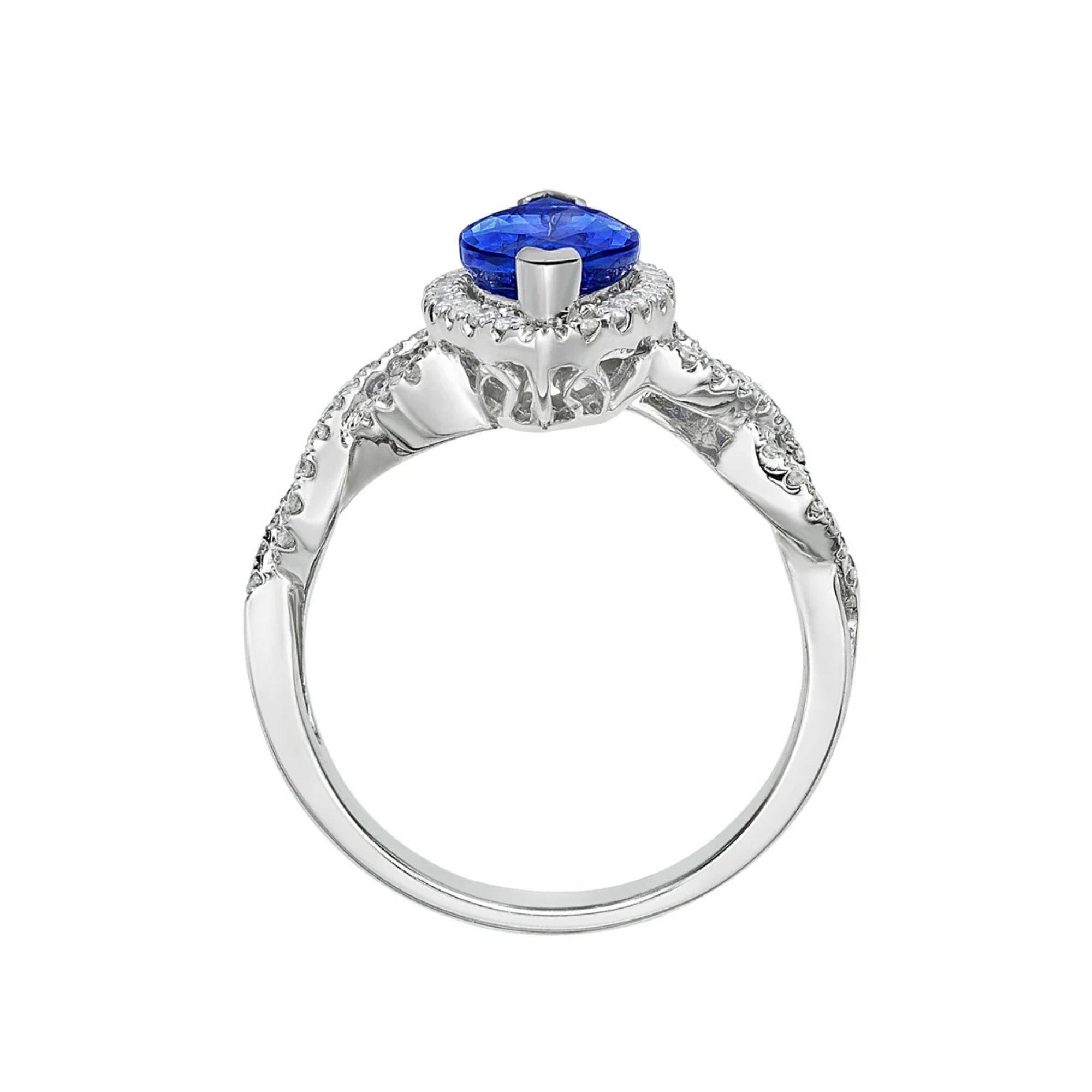 2.00 Ct Marquise Cut Tanzanite Twist Ring with Diamond Halo & Band