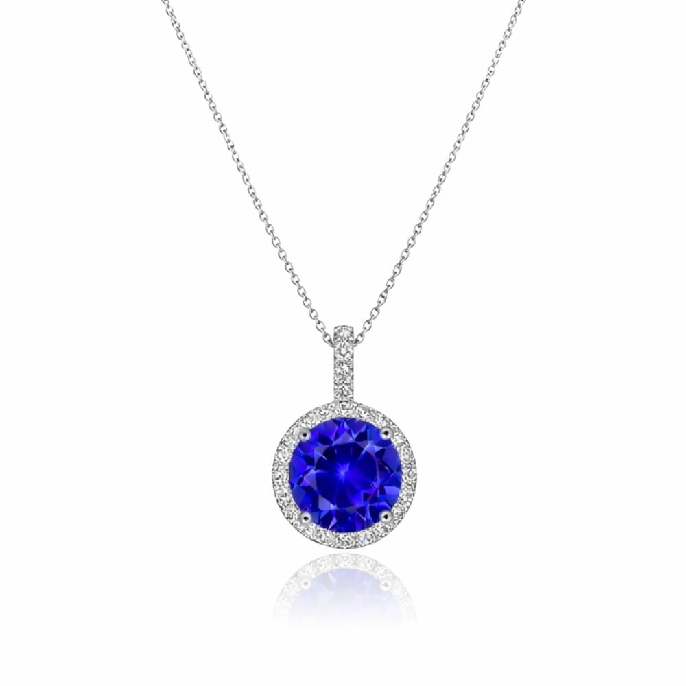 Round Tanzanite Pendant with Diamonds