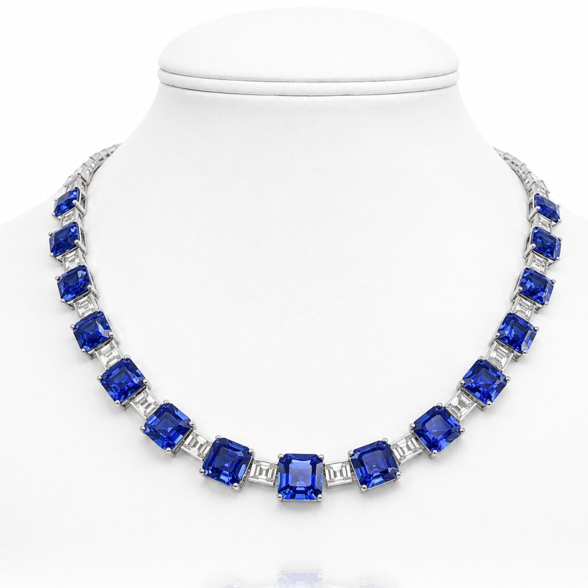 Exclusive: Square Cut Tanzanite & Diamond Necklace