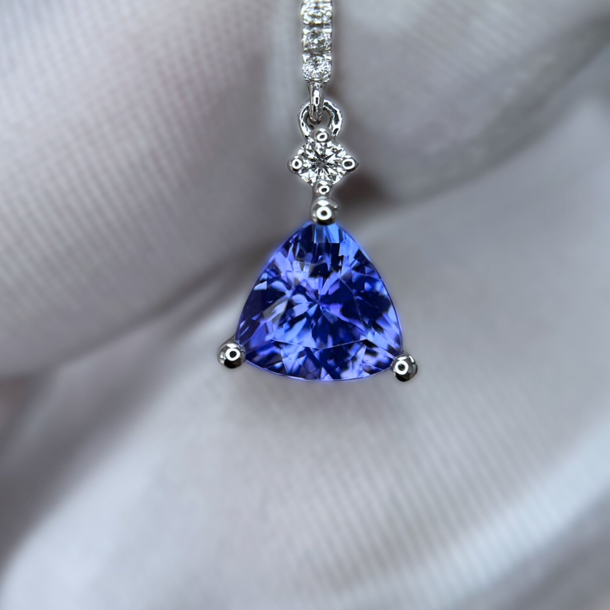 Tanzanite Trillion Cut  & Diamond Earrings