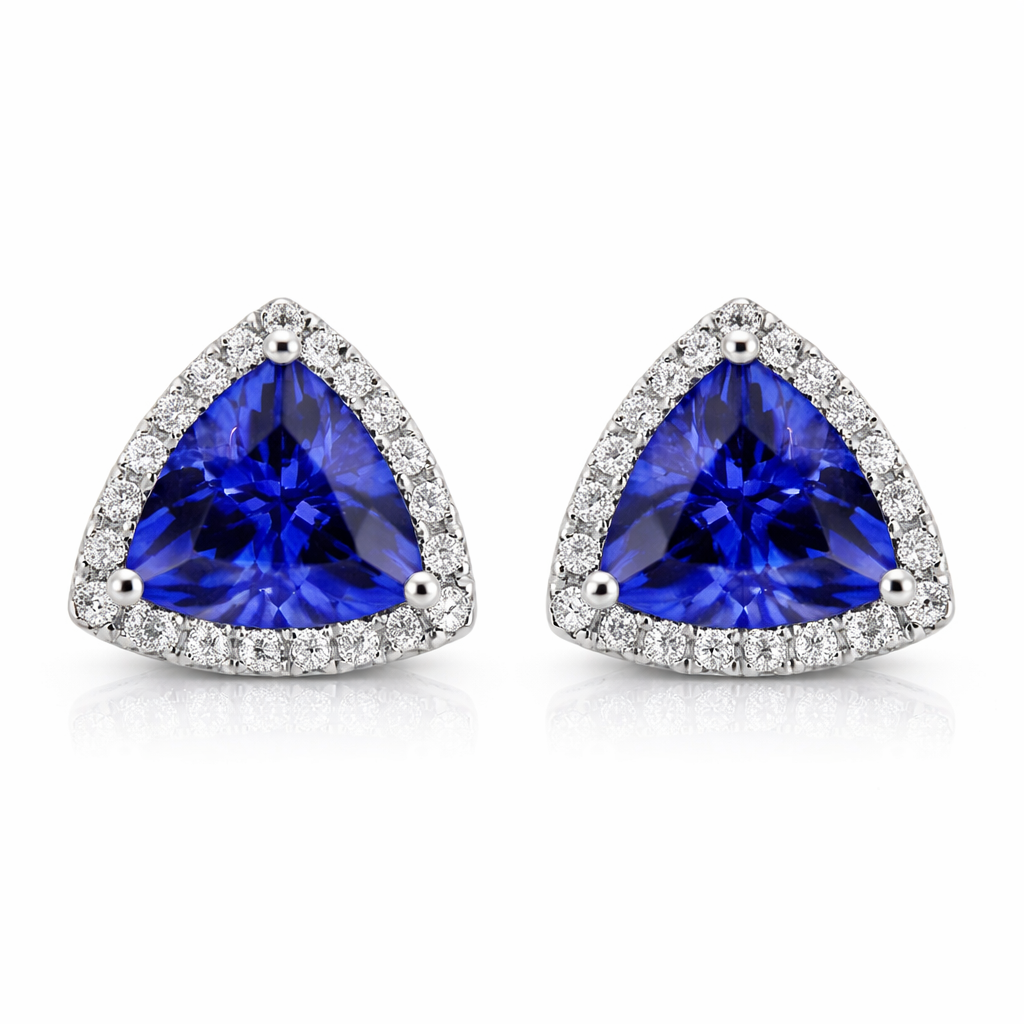 Premium Trillion Tanzanite Stud Earrings