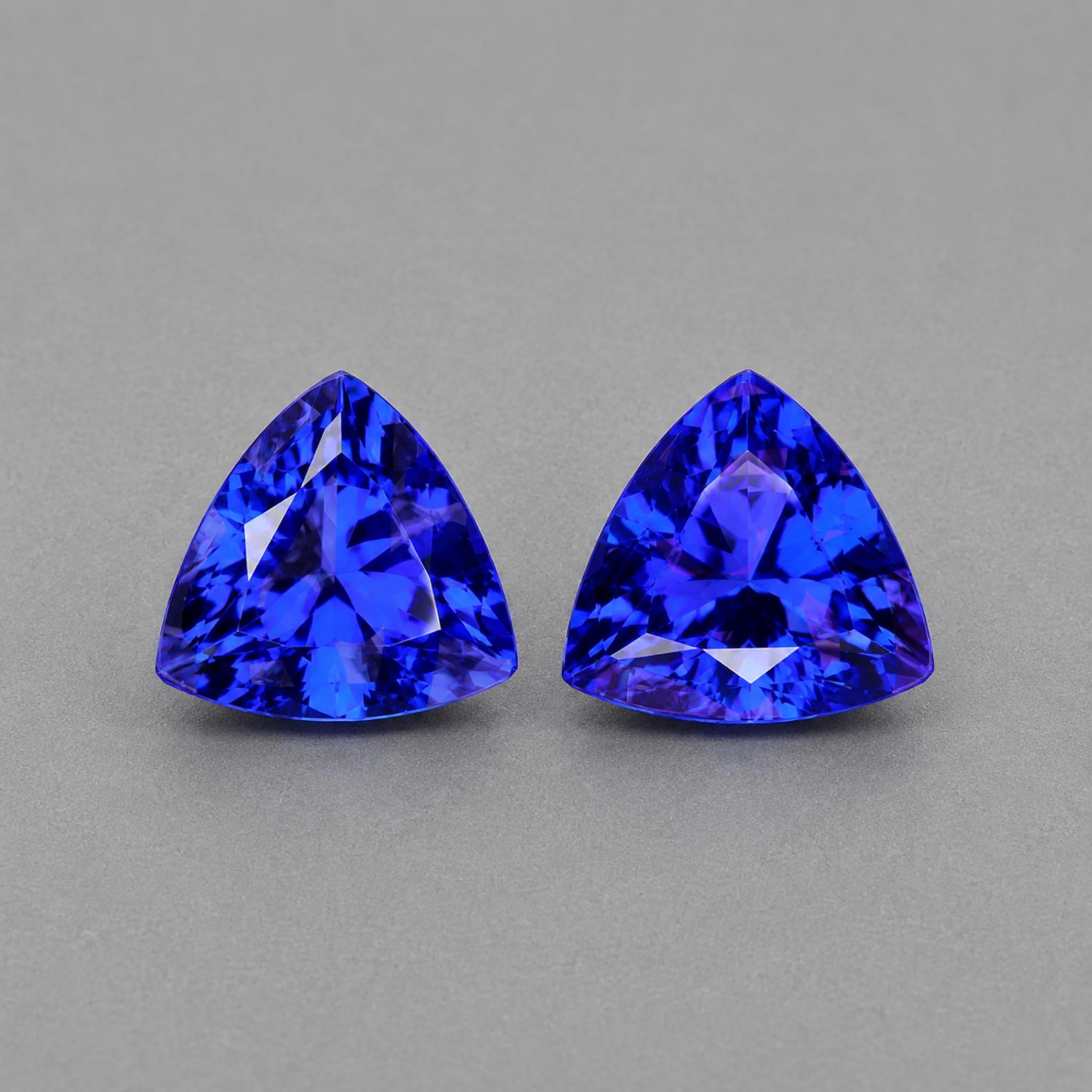 Emerald-cut tanzanite gemstone with vivid royal blue colour